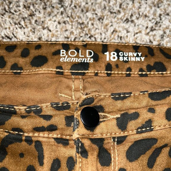 Bold Elements Leopard Print Jeans Size 18 Curvy Skinny - Picture 3 of 6